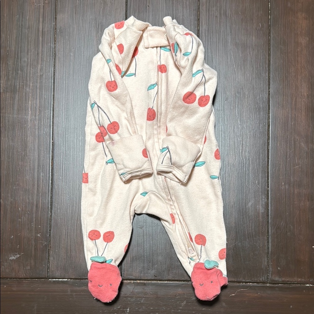Carter's Cream and Red Footie One Piece with Built-in Feet